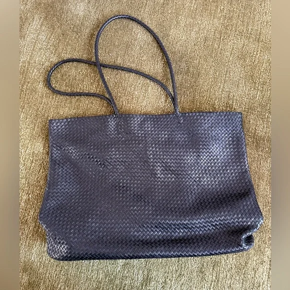 Quince Italian Leather Handwoven Tote - Picture 1 of 5